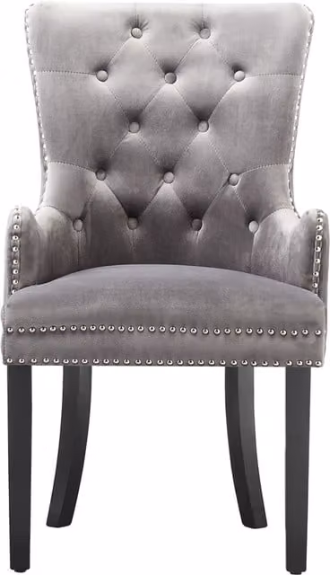 Life Interiors Windsor Velvet Dining Chair with Armrests in Dark Grey