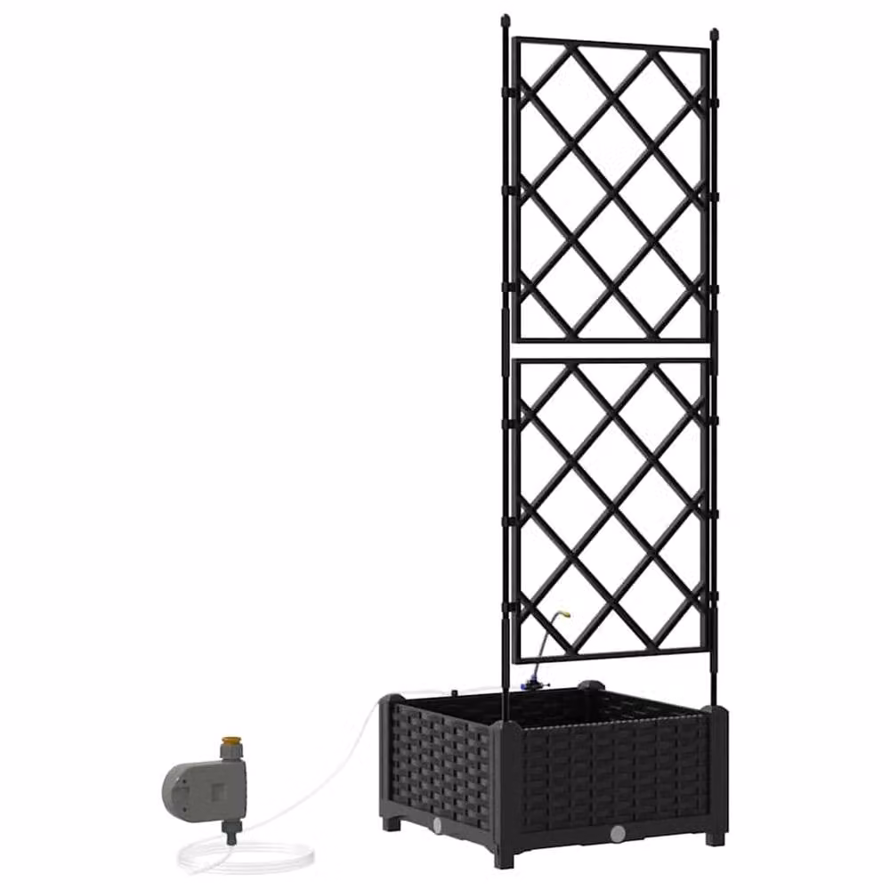 Berkfield Home Black Plastic Garden Planter Tub with Water Irrigation System W/D/H: 40 x 40 x 126 cm – 4
