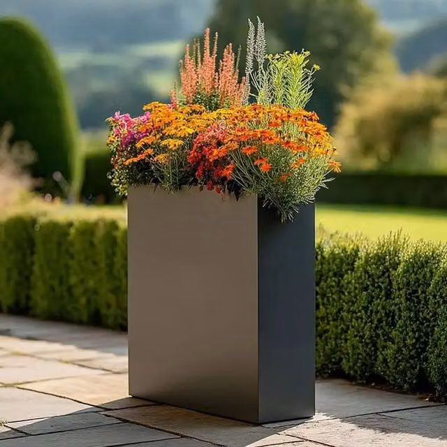 Access Garden Products Galvanised Steel Trough Planter, Matte Grey, H 90 cm x W 75 cm x D 25 cm