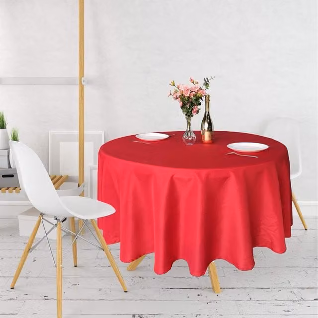 Trimming Shop Plain Red Round Polyester Tablecloth for Weddings and Parties