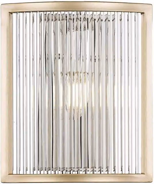 Netlighting Sergio Flush Wall Lamp in Gold and Brass with Transparent Glass and E14 Socket