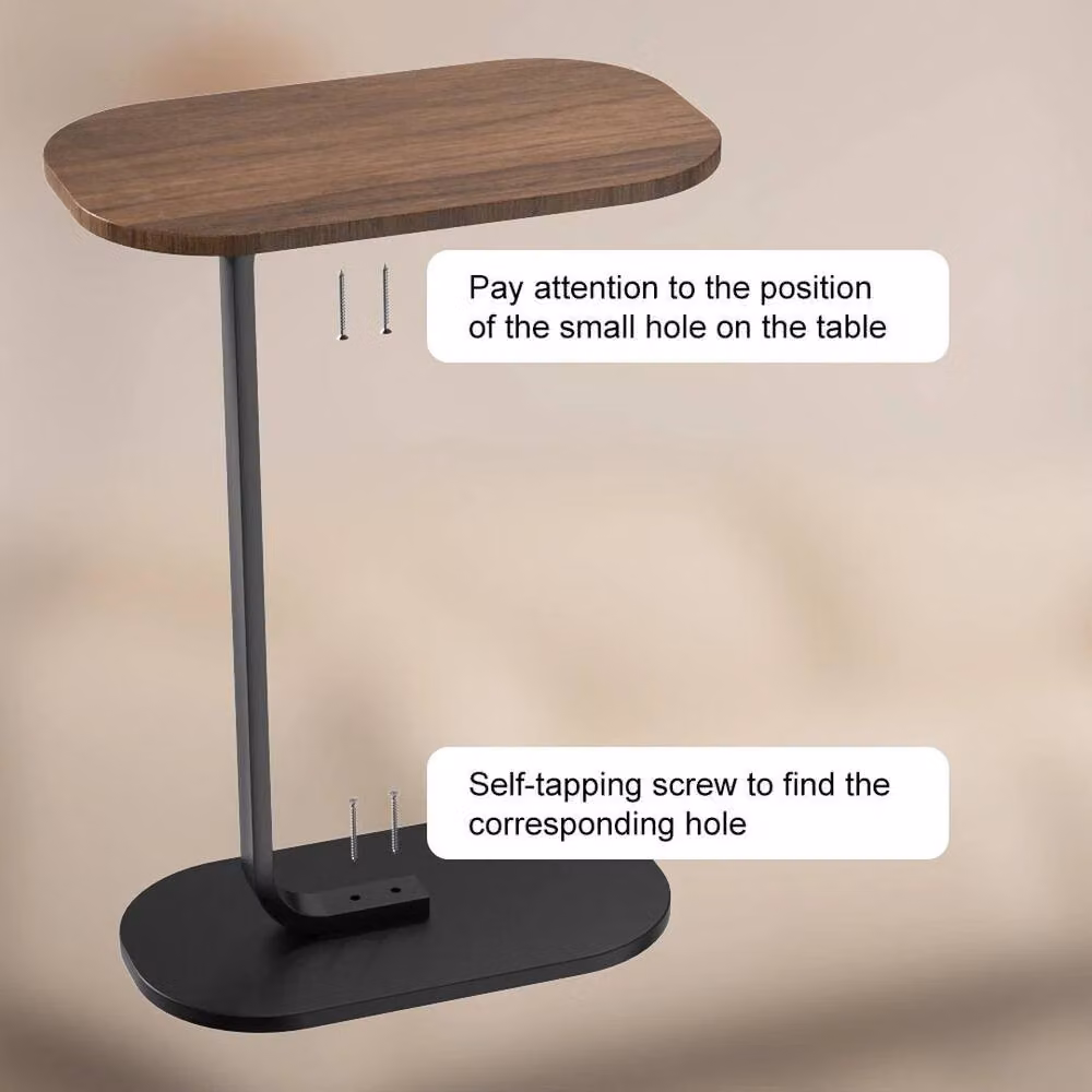 KORVIXA C-Shaped Compact Sofa Side End Table in Brown – 3