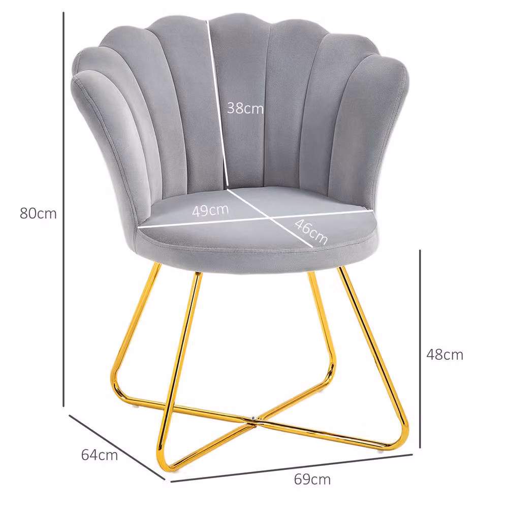 STILVORA Modern Grey Velvet Accent Chair with Metal Frame and Armrests – 2