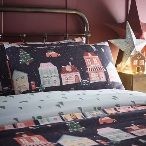 Fusion Christmas Houses Navy Blue Duvet Cover Set, King Size, 220 x 230 cm – 2