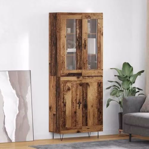 vidaXL Modern Highboard in Old Wood and Brown, W/D/H: 69.5 x 34 x 90 cm – 2