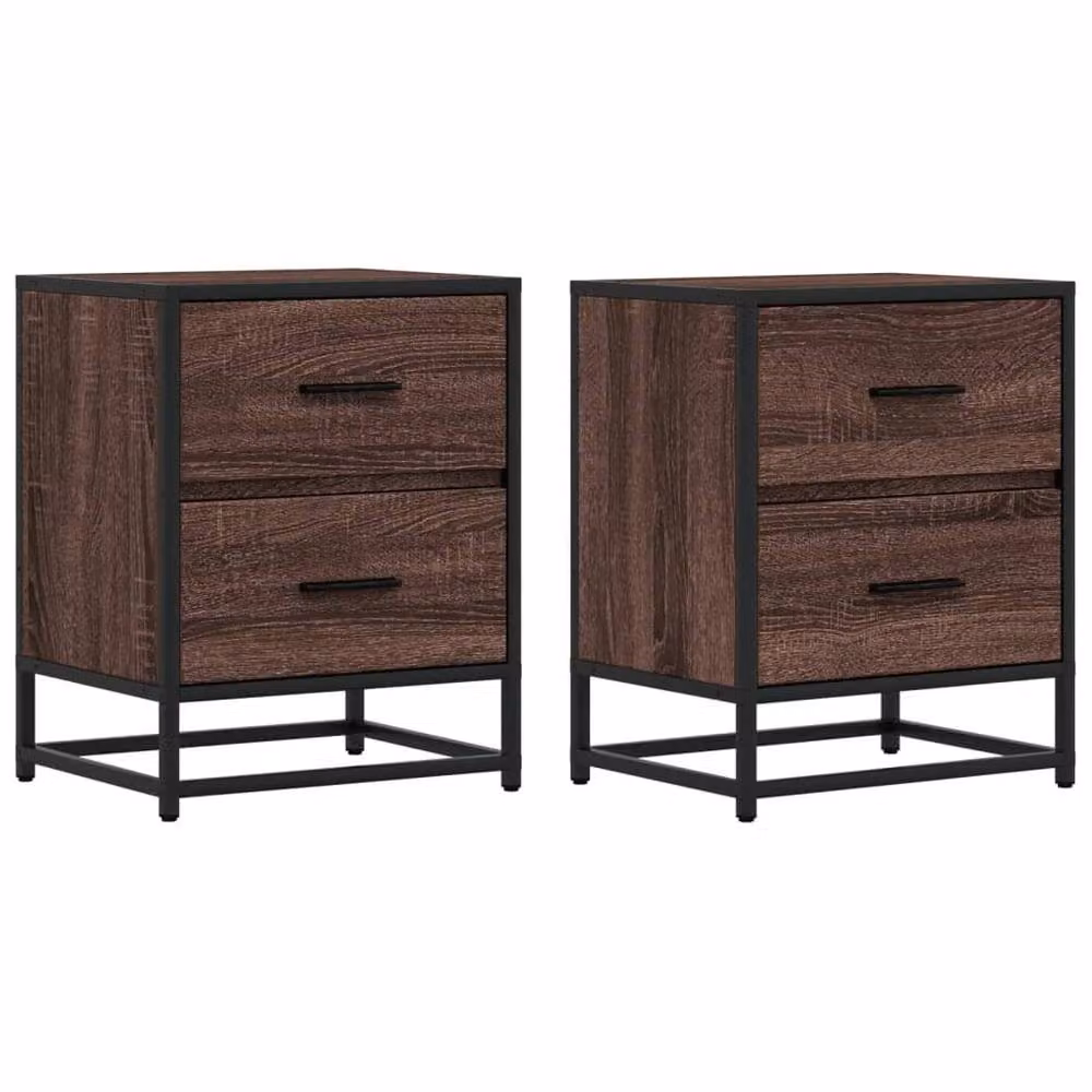 Berkfield Home Decorative Bedside Cabinets, 2 Piece Set, Brown Oak, W/D/H: 40 x 31 x 50 cm – 3