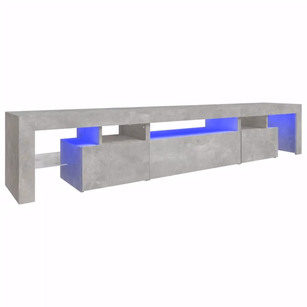 Berkfield Home Modern TV Cabinet with LED Lights in Concrete Grey, W: 215 cm, D: 36.5 cm, H: 40 cm – 2