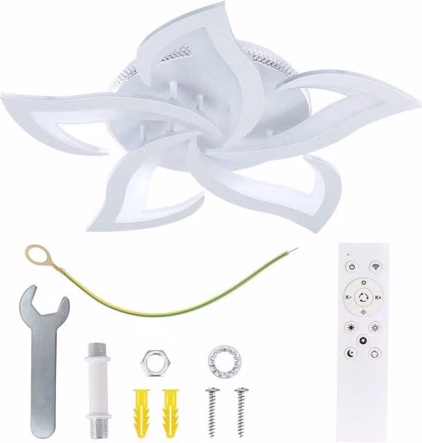 NESTLUNE Modern LED Ceiling Chandelier with White Metal Frame and RGB Backlight – 1