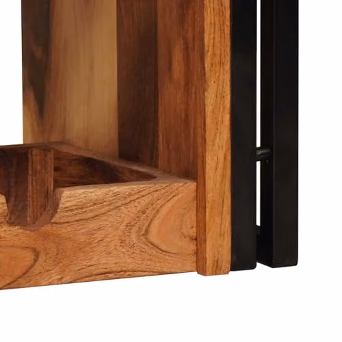 vidaXL Industrial Wall-Mounted Wine Rack in Brown Solid Acacia Wood, W/D/H: 120 x 45 x 33 cm – 4