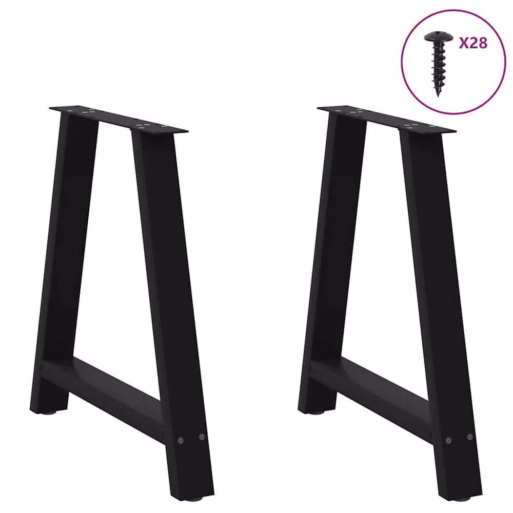 Berkfield Home A-Shaped Steel Coffee Table Legs, 2 Pieces, Black, H: 80 cm – 2