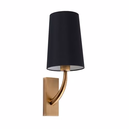 Netlighting Rem Wall Light with Gold and Black Fabric Shade and E27 Bulb Holder