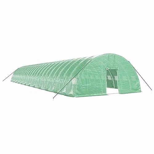 vidaXL Green Steel Frame Greenhouse with Plastic Windows, W/D/H: 24 x 6 x 2.85 m – 1