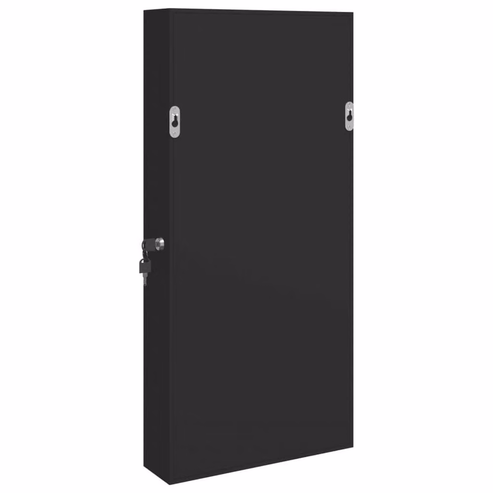 Berkfield Home Wall Mounted Mirror Jewellery Cabinet with LED Lights, Black, H: 67.0 cm x W: 31.5 cm x D: 9.0 cm – 3