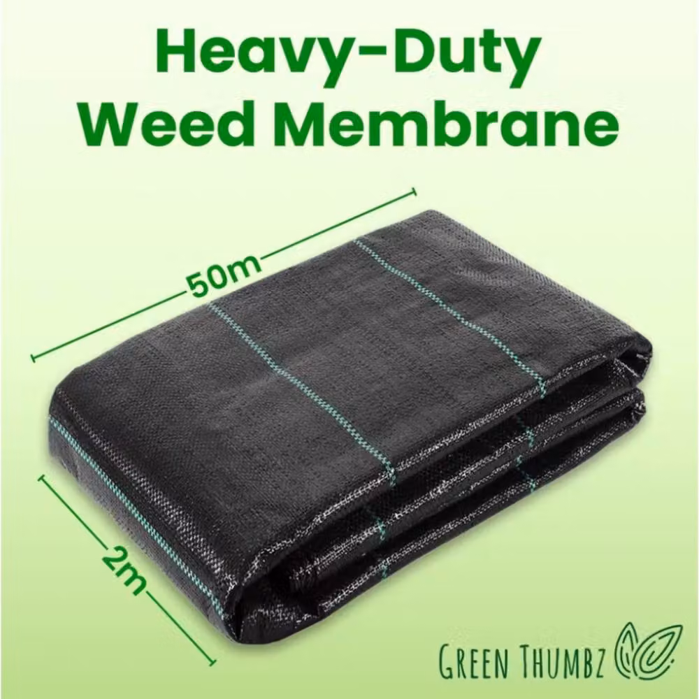 Green Thumbz Heavy Duty Black Weed Control Fabric, W: 2 m, L: 50 m – 2