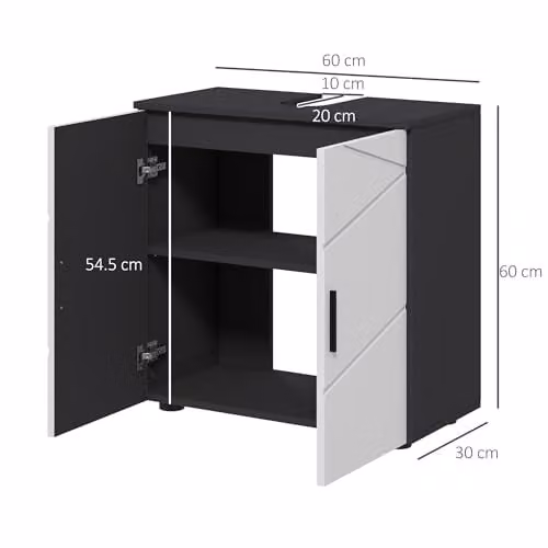 kleankin Under Sink Bathroom Cabinet with Soft Close Double Doors and Internal Shelf, Grey, W/D/H: 60 x 30 x 60 cm – 2
