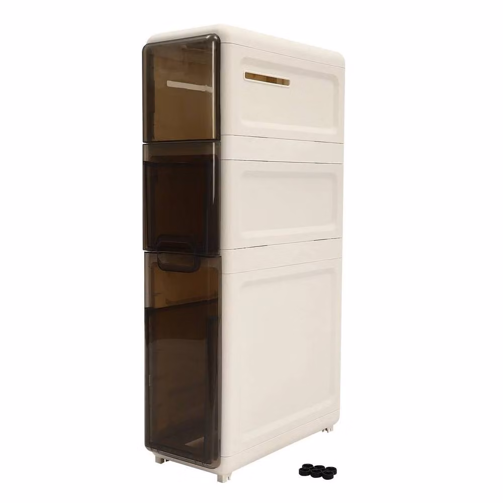 FORGEVIO 3-Tier Plastic Bedroom and Bathroom Storage Cabinet in Beige – 2
