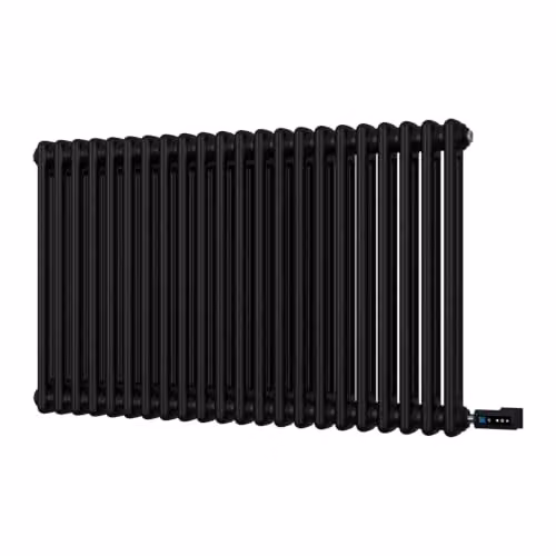 UK Radiators Alpha Electric 2 Column Horizontal Traditional Cast-Iron Style Radiator in Black with WiFi, H: 60.0 cm, W: 98.8 cm – 2