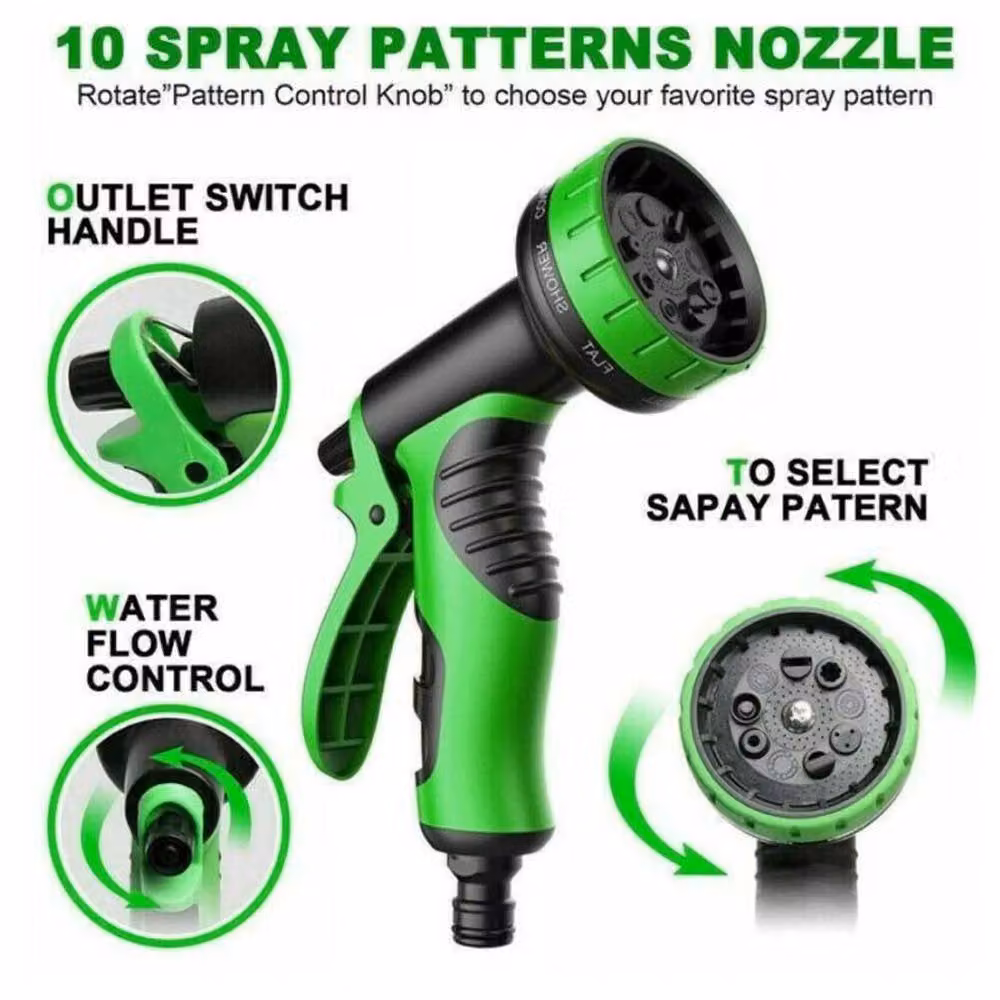 FLAVORA Heavy Duty Expandable Flexible Garden Hose in Black, 150ft – 2