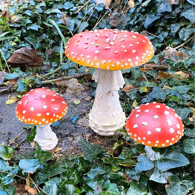 Farmwood Set of 3 Red Mushroom Toadstool Tabletop Ornaments