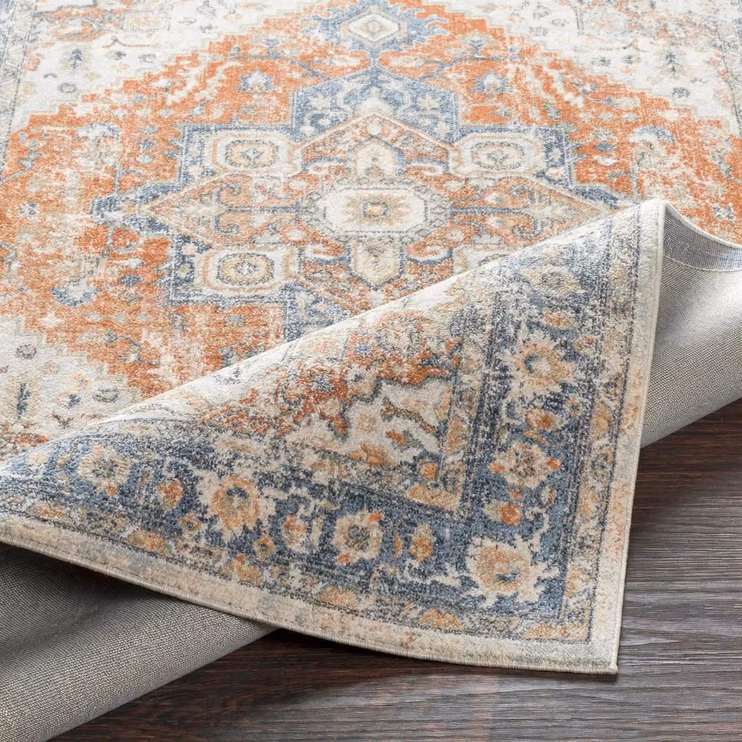 Livabliss Lilian Washable Vintage Boho Living and Dining Room Rug in Blue, Brown and Burnt Orange, W: 200 cm, D: 275 cm – 2