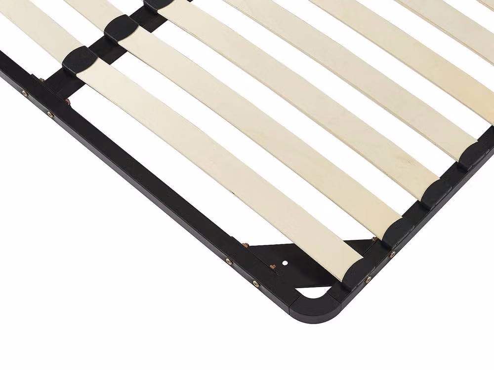 Vente-unique Black Slatted Bed Base Frame with 3x19 Cambered Sprung Wood Slats, W/D/H: 200 x 200 x 30 cm – 2