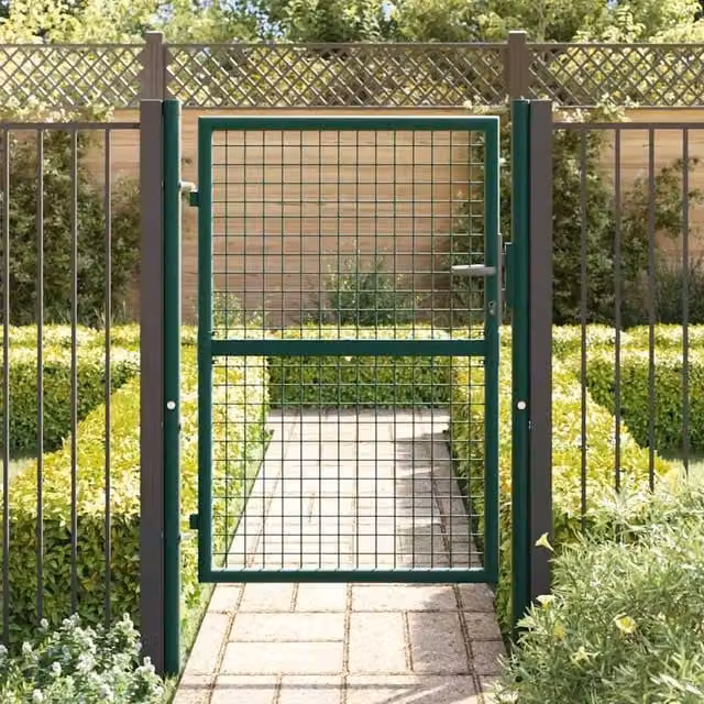 Berkfield Home Durable Steel Swing Fence Gate, Green, W: 100 cm, H: 125 cm – 1