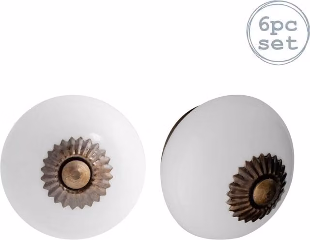 Nicola Spring White Ceramic Cabinet Knobs, Pack of 6