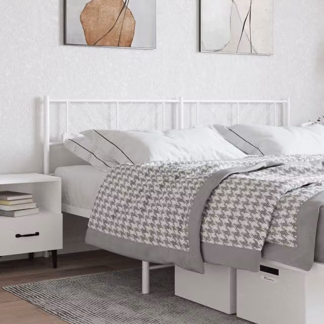 Berkfield Home Classic Metal Headboard in White, 180 cm
