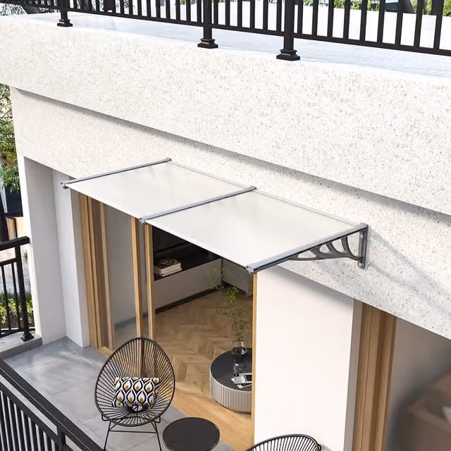 Livingandhome Grey Door Canopy Awning with Drop Arm, Width: 190 cm