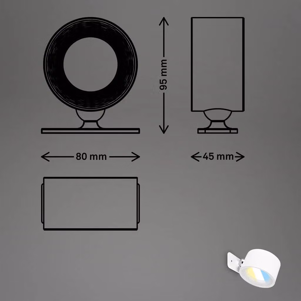 Briloner Rechargeable LED Wall Light White Dimmable Adjustable Reading Lamp with Magnetic Mount and Touch Control – 7