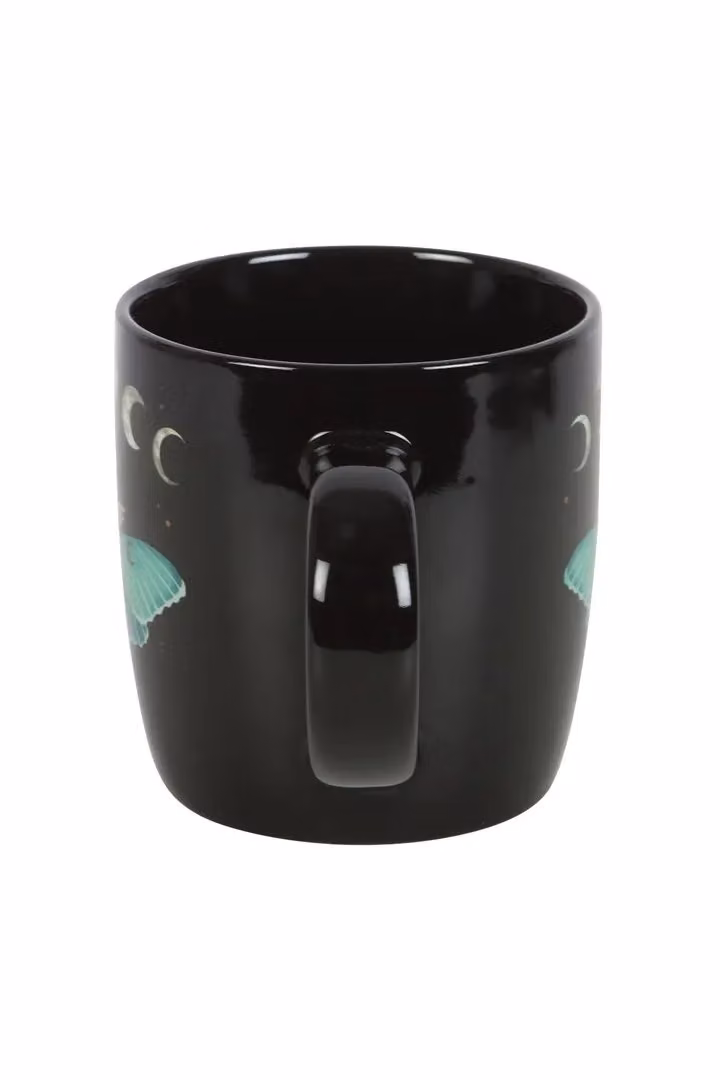 KDMD Luna Moth Ceramic Mug in Black, 340 ml – 2