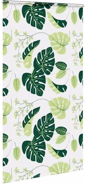 Berkfield Home Green Floral Shower Roller Blind with Cassette W: 140 cm, H: 240 cm