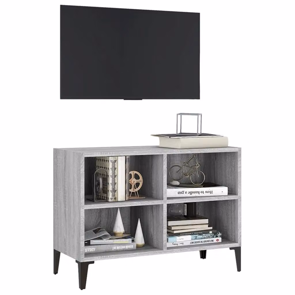 Berkfield Home Modern Grey TV Cabinet with Metal Legs W: 69.5 cm, D: 30 cm, H: 50 cm – 3