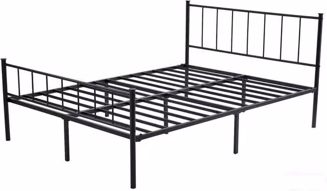 FORGEVIO Modern Metal King Bed Frame with Headboard and Footboard in Black – 1