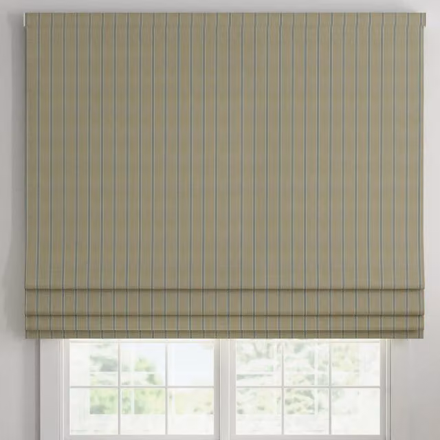 Ante Decor Latham Blue Printed Cotton Stripe Made To Measure Roman Blind