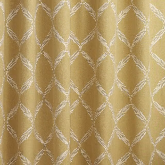 Make It A Home Olivia Lattice Room Darkening Pencil Pleat Curtain Pair in Yellow, Height: 229 cm, Width: 183 cm