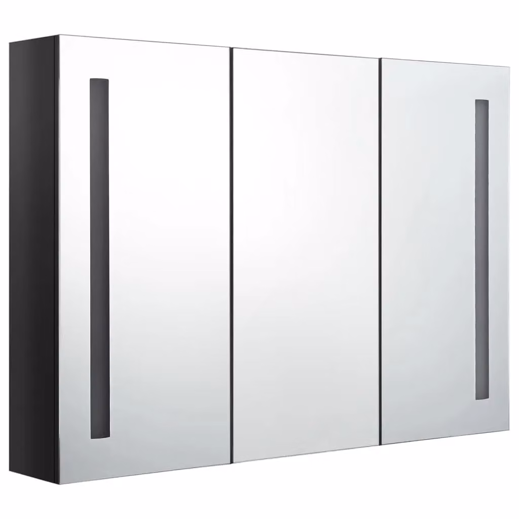 Berkfield Home LED Bathroom Mirror Cabinet in Glossy Black, W/D/H: 89 x 14 x 62 cm – 2