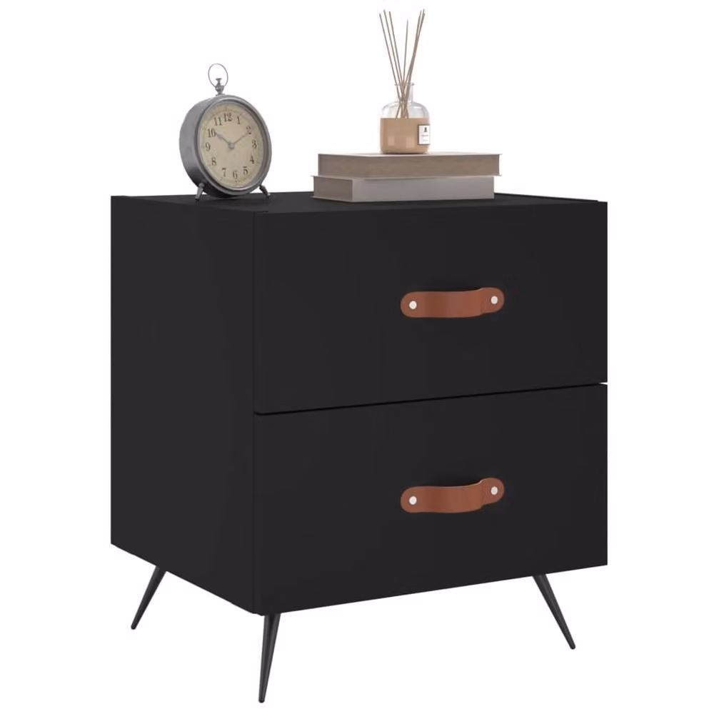 Berkfield Home Set of 2 Modern Black Bedside Cabinets, W/D/H: 40 x 35 x 47.5 cm – 2