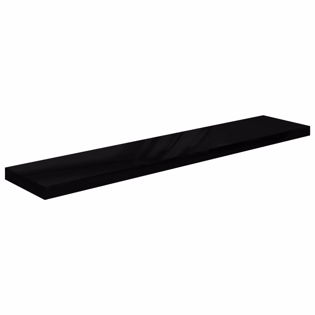 Berkfield Home Floating Wall Shelves, 2 Piece Set, High Gloss Black MDF, W: 120 cm, D: 23.5 cm, H: 3.8 cm – 3