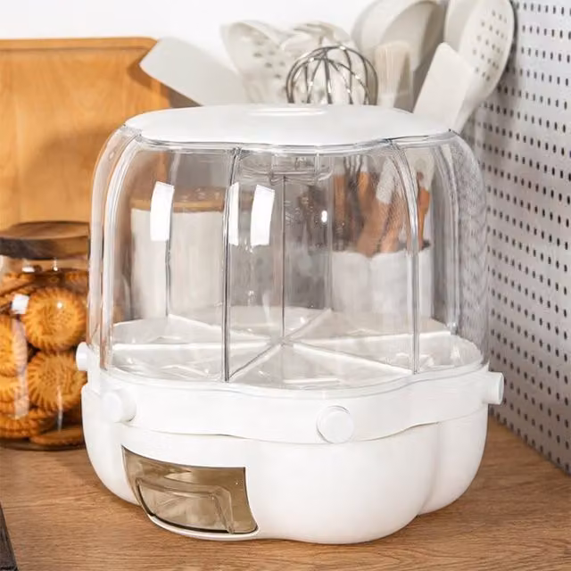 Livingandhome White and Transparent Plastic Cereal Storage Container with Compartments