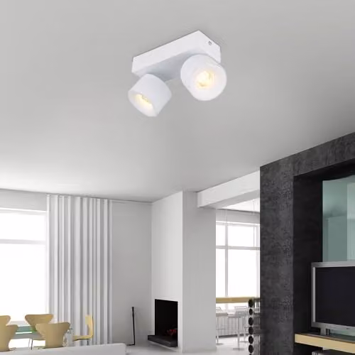 Globo Lighting Modern Adjustable LED Ceiling Light in White and Transparent – 2