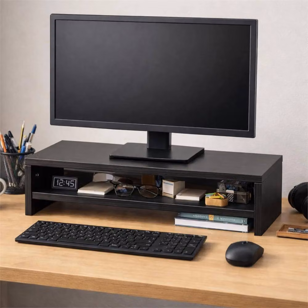 Nordara Black Wood Monitor Stand Riser W/D/H: 23.5 x 23.5 x 14.0 cm – 3