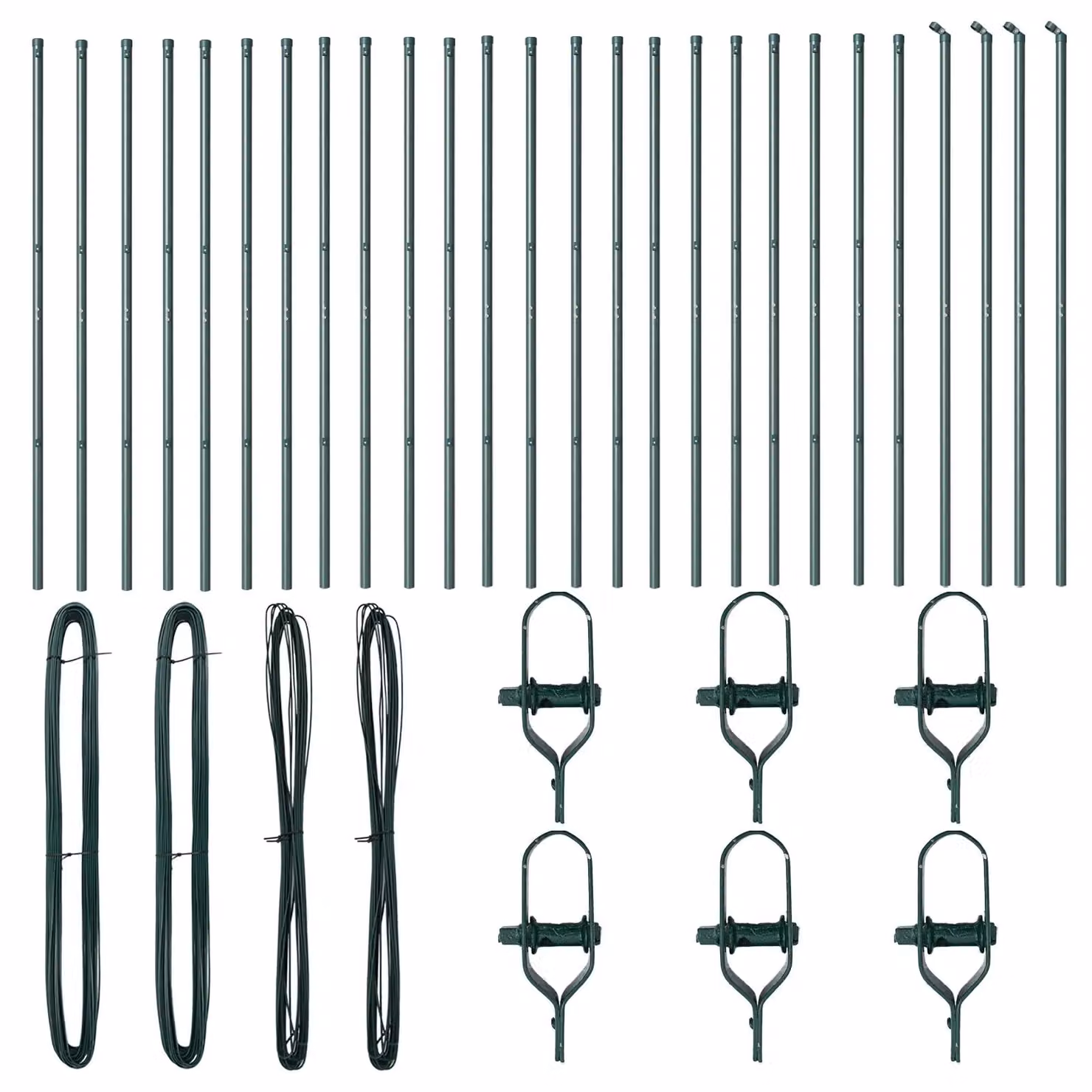 Berkfield Home 26-Piece Round Galvanised Steel Fence Posts in Green, H: 170 cm, Diameter: 3.2 cm – 1