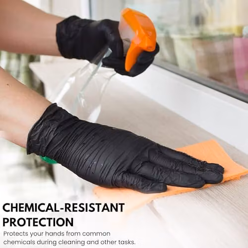 Novecrafto Disposable Nitrile Gloves, Black, Small, 2 Boxes of 100 Gloves Each, Powder and Latex Free – 9