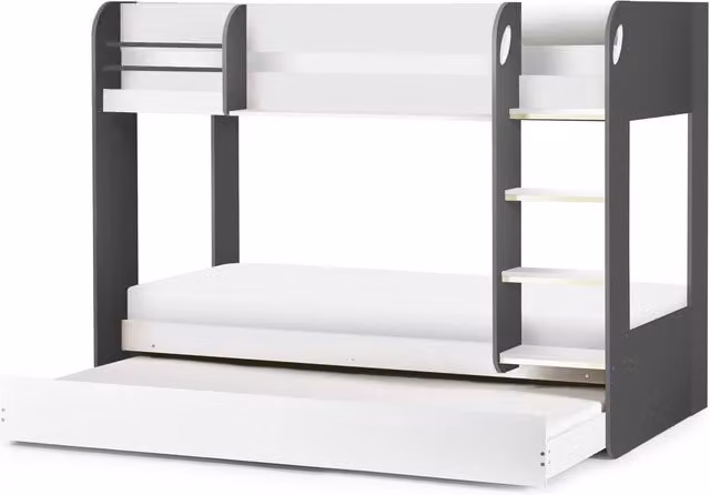 Cheshire Quartz Bunk and Underbed Single Bed in Charcoal and White, 90 x 200 cm – 1