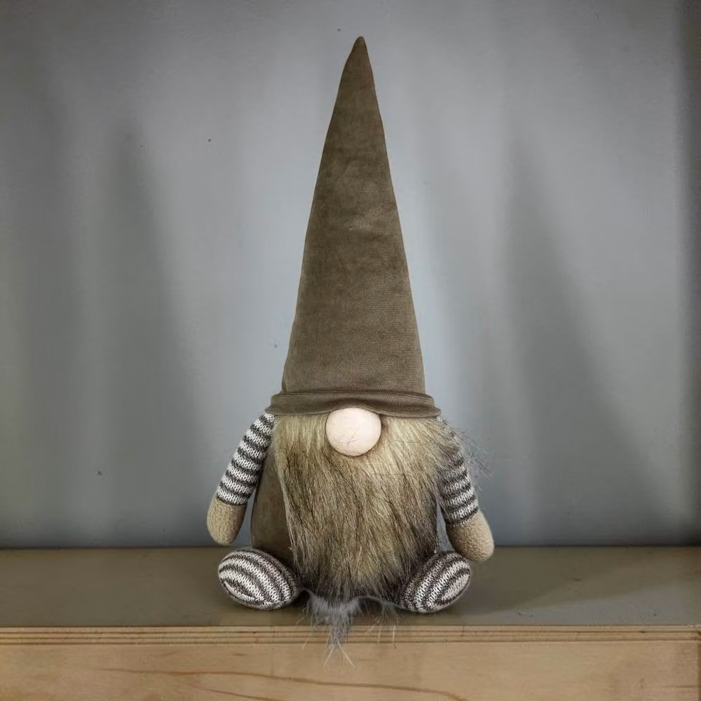 Four Candle Grey Fabric Scandinavian Christmas Gonk Tabletop Decoration with LED, H: 38 cm, W: 14 cm, D: 14 cm – 2