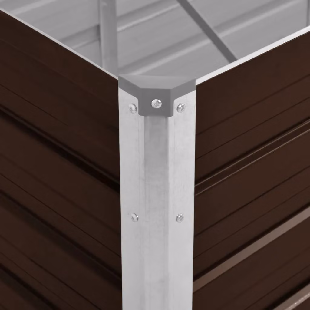 Berkfield Home Garden Brown Galvanised Steel Raised Bed W: 160 cm, D: 40 cm, H: 77 cm – 4