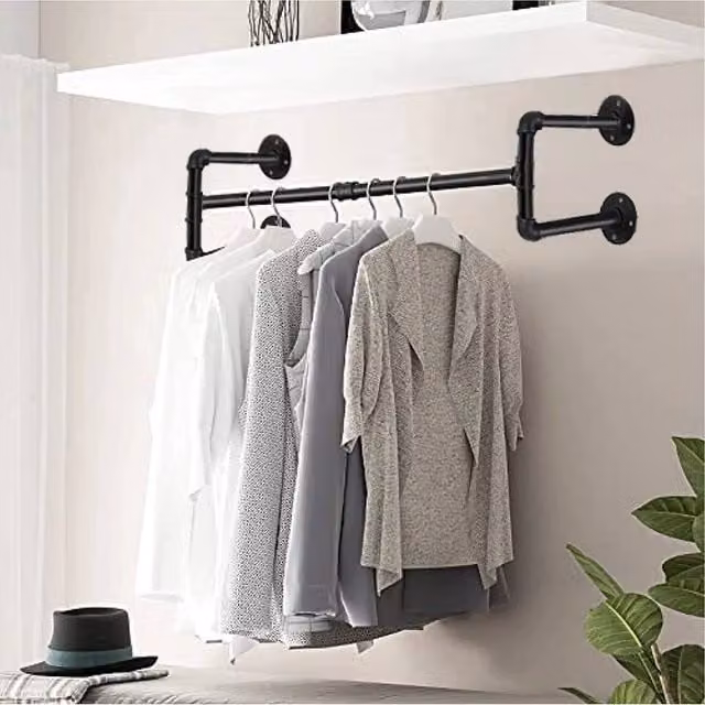 Kelvenix Industrial Metal Clothes Rail in Matt Black – 1
