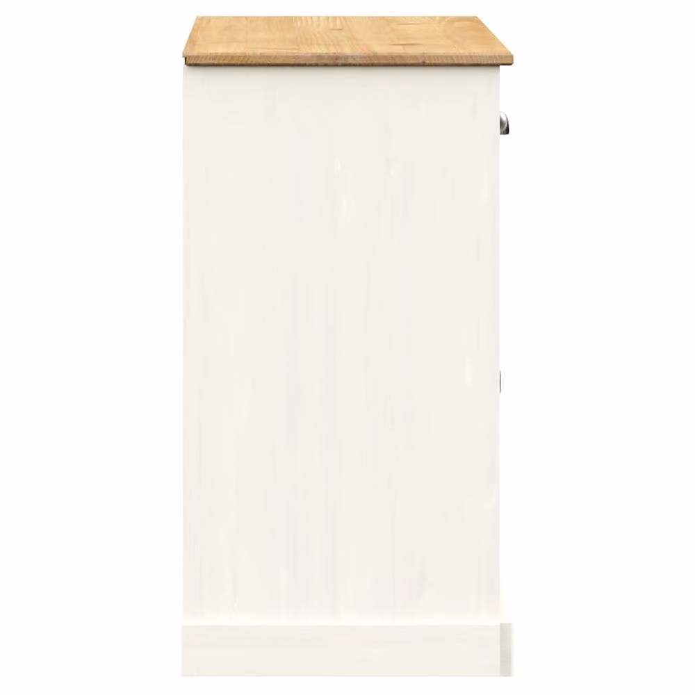 Berkfield Home VIGO Sideboard with Drawers in White Waxed Solid Pine Wood, W/D/H: 113 x 40 x 75 cm – 3