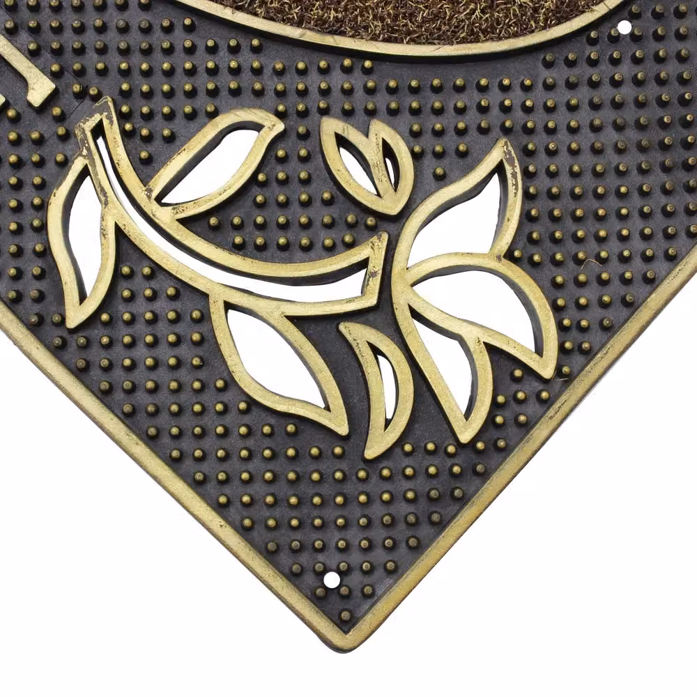 JVL Metallic Look Floral PVC Scraper Doormat, Gold, W: 45 cm, D: 75 cm – 3